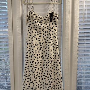 Lulus Party in Paris White Print Tie-Strap Midi Dress